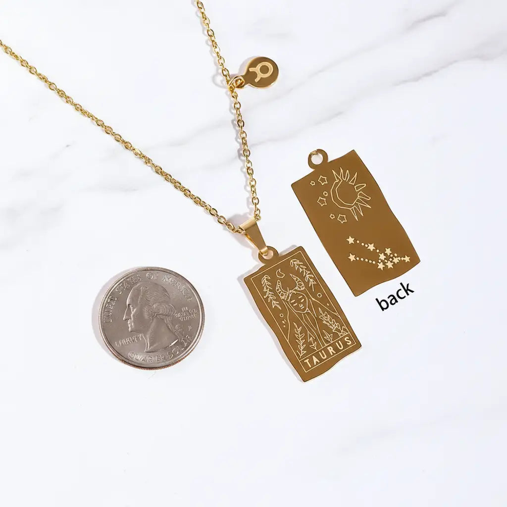 Zodiac Tarot Card Necklace – Streetwear Astrology Pendant | Titanium Steel | XN Jewelry