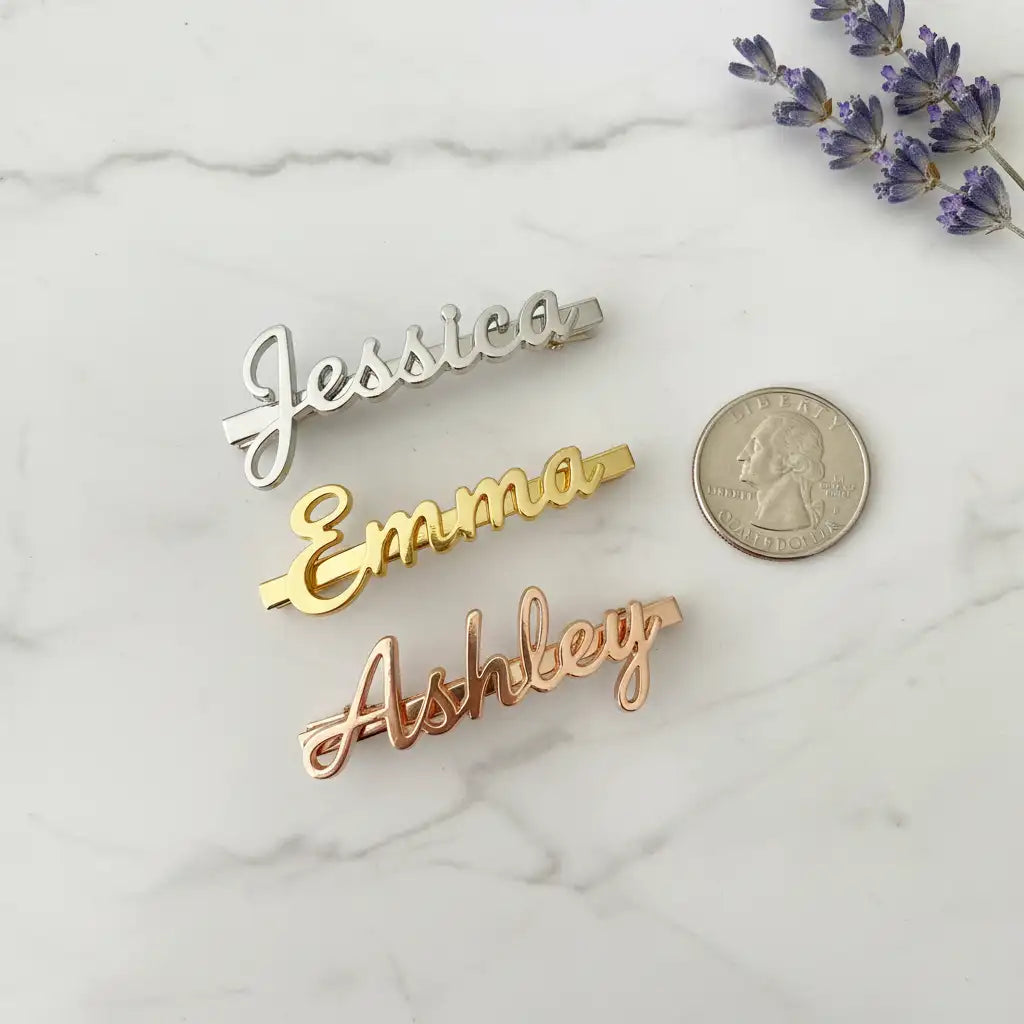 Custom Name Hair Clip | Personalized Engraved Bobby Pin Barrette | 316L Titanium Steel