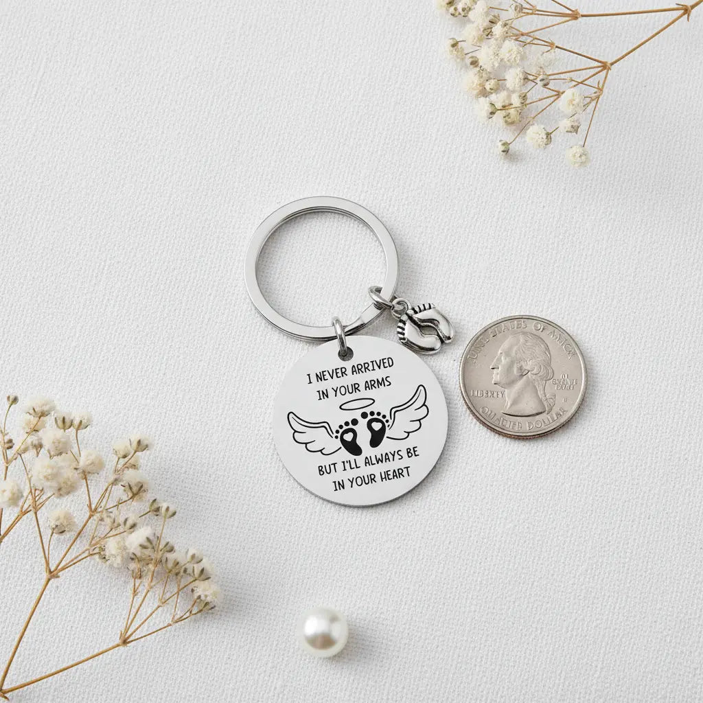 Angel Baby Footprint Memorial Keychain | Infant Loss Gift | Custom Sympathy Keychain | Titanium Steel | Miscarriage Remembrance Gift for Mom, Dad, Family