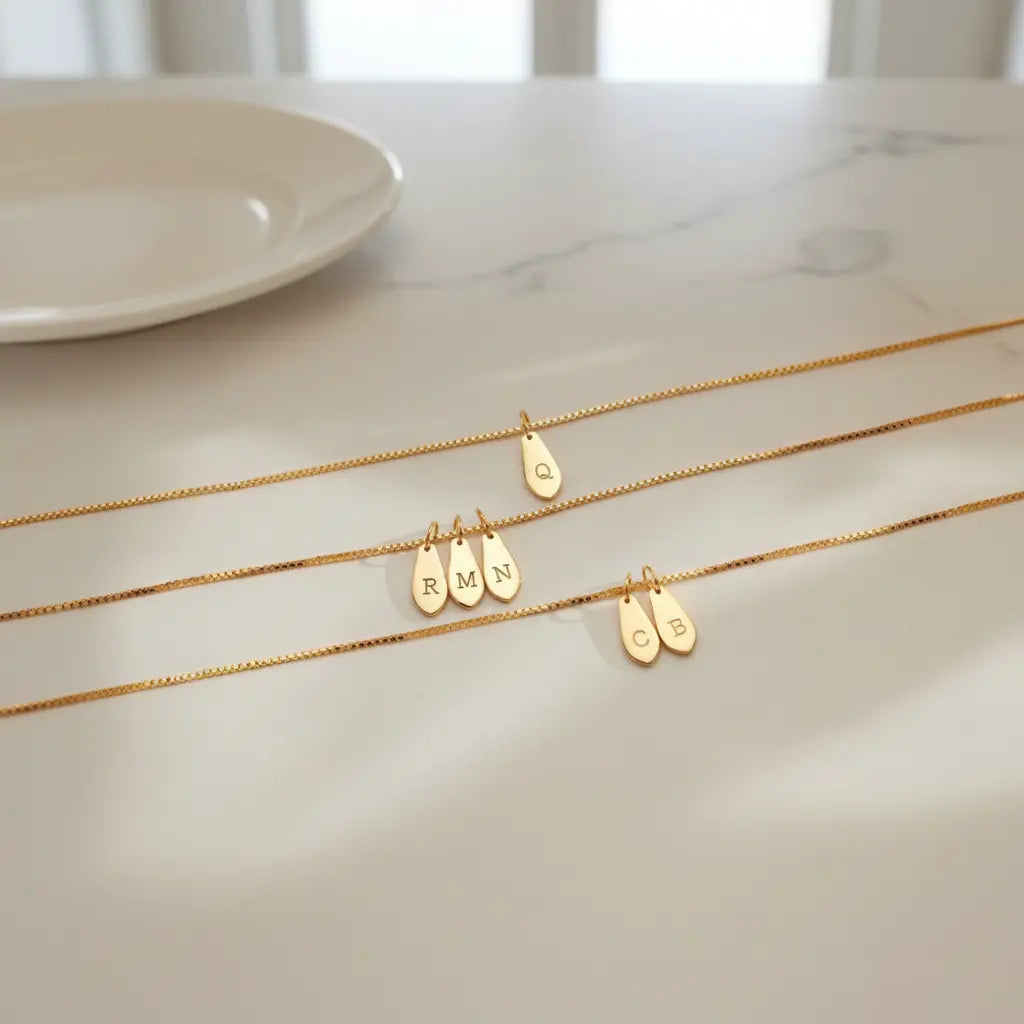 Custom Initial Charm Necklace | 1-4 Teardrop Letter Pendants | Personalized Gift for Her – XN Jewelry