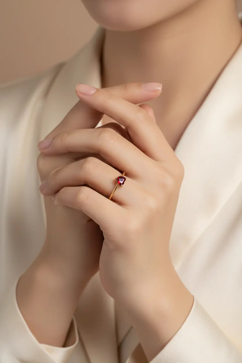 Custom Birthstone Heart Ring – Adjustable Open Band | Choose Your Gemstone Color | XN Jewelry