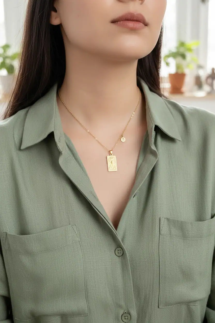 Zodiac Tarot Card Necklace – Streetwear Astrology Pendant | Titanium Steel | XN Jewelry