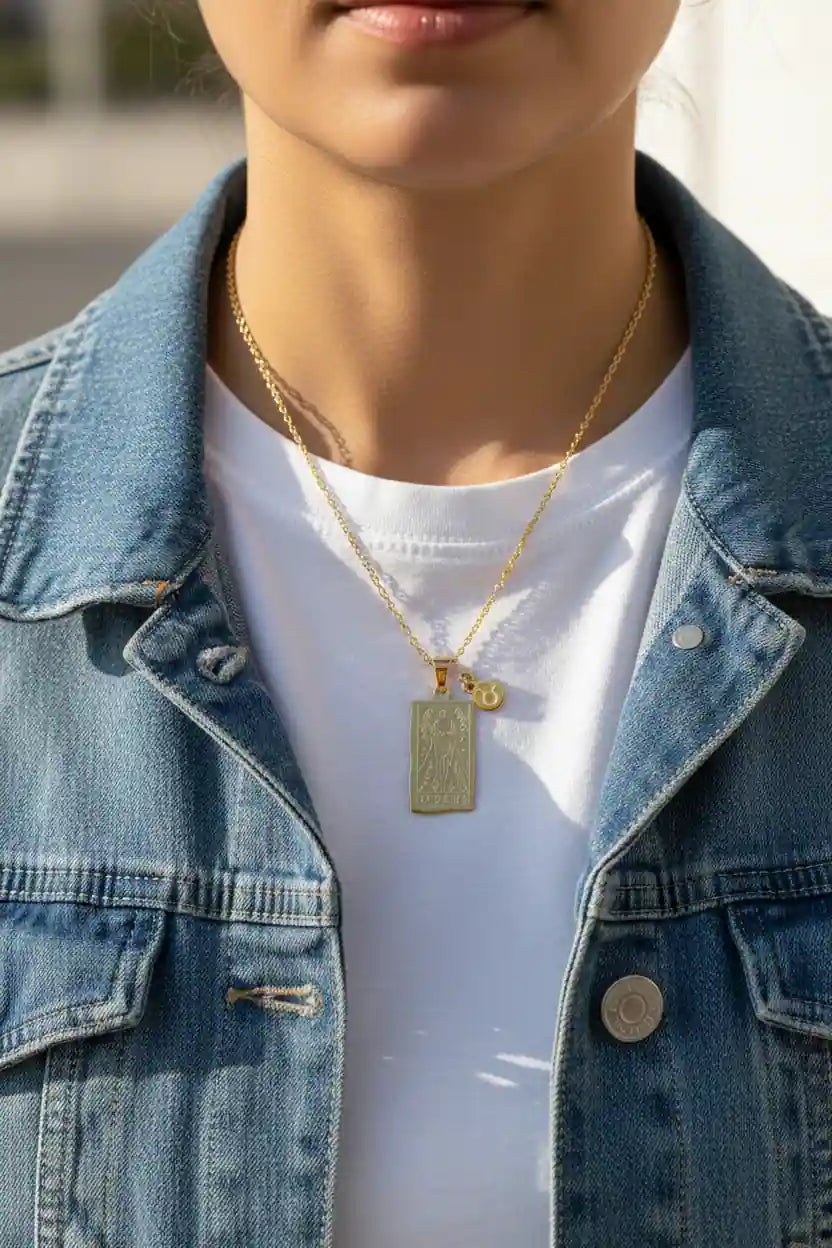 Zodiac Tarot Card Necklace – Streetwear Astrology Pendant | Titanium Steel | XN Jewelry