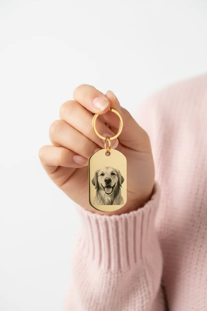 Custom Engraved Keychain – Personalized Photo & Text Dog Tag | Titanium Steel | XN Jewelry