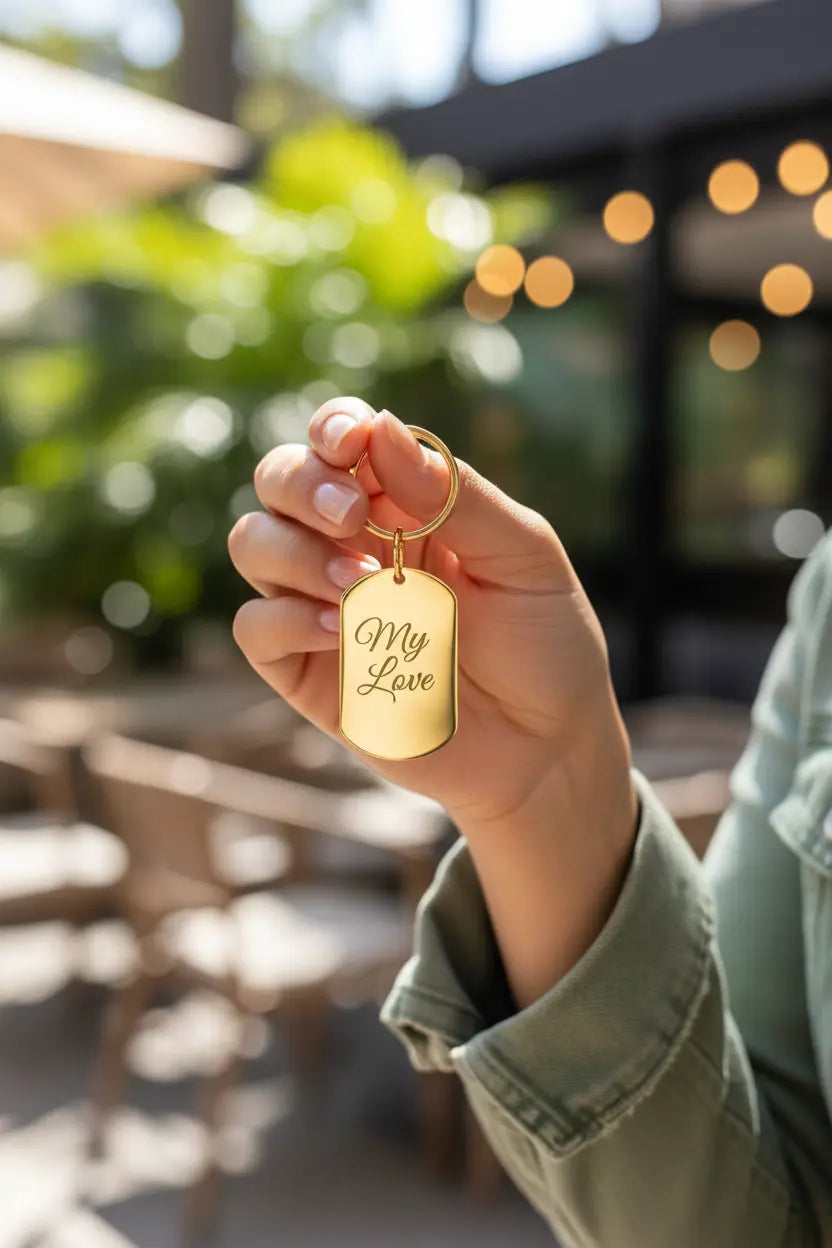 Custom Engraved Keychain – Personalized Photo & Text Dog Tag | Titanium Steel | XN Jewelry