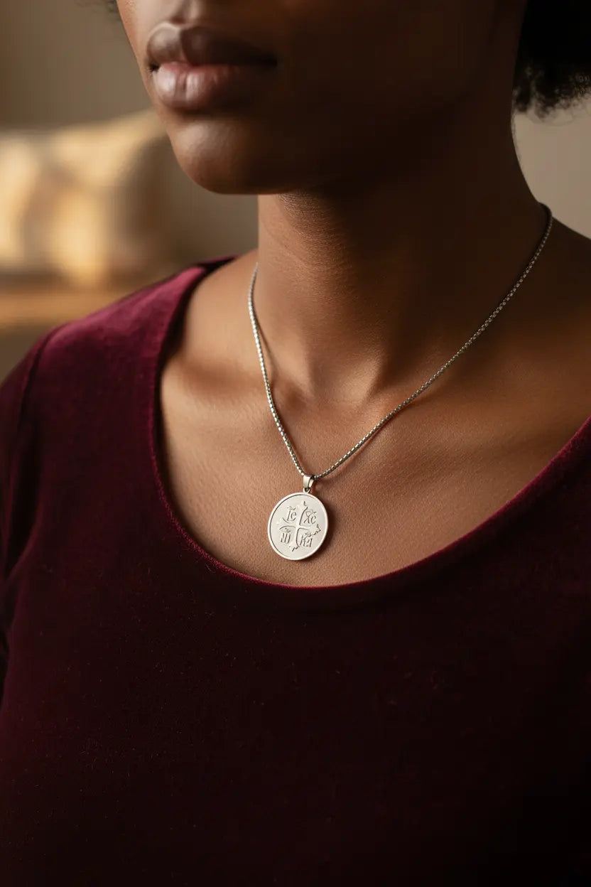 IC XC NI KA Orthodox Cross Coin Necklace – Christian Faith Pendant | Titanium Steel | XN Jewelry