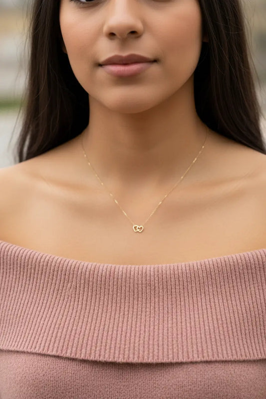 Custom Double Heart Name Necklace – Personalized Engraved Couples Necklace | XN Jewelry