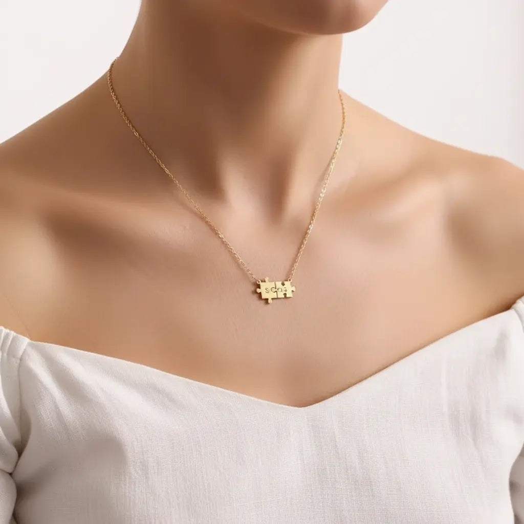Custom Puzzle Piece Necklace – Personalized Initial Couples Necklace | XN Jewelry