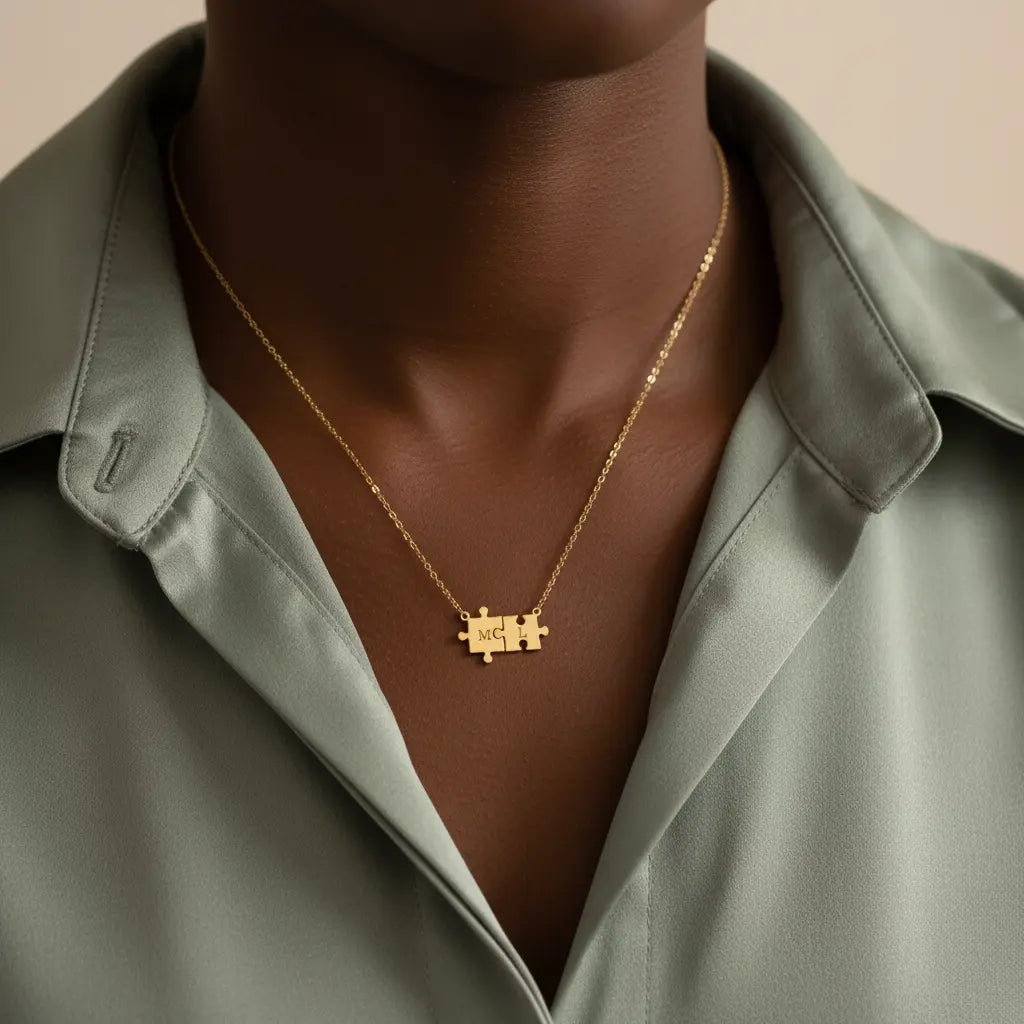 Custom Puzzle Piece Necklace – Personalized Initial Couples Necklace | XN Jewelry