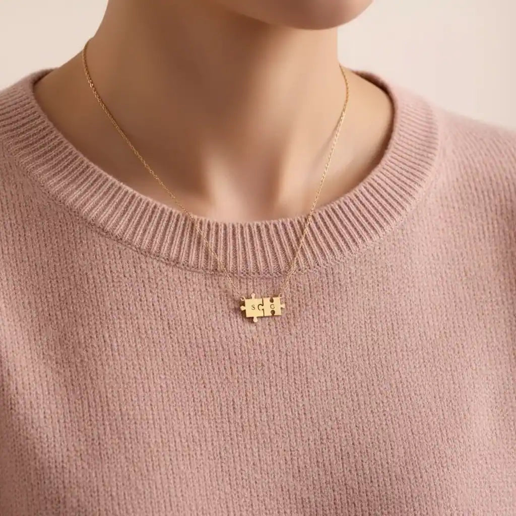 Custom Puzzle Piece Necklace – Personalized Initial Couples Necklace | XN Jewelry