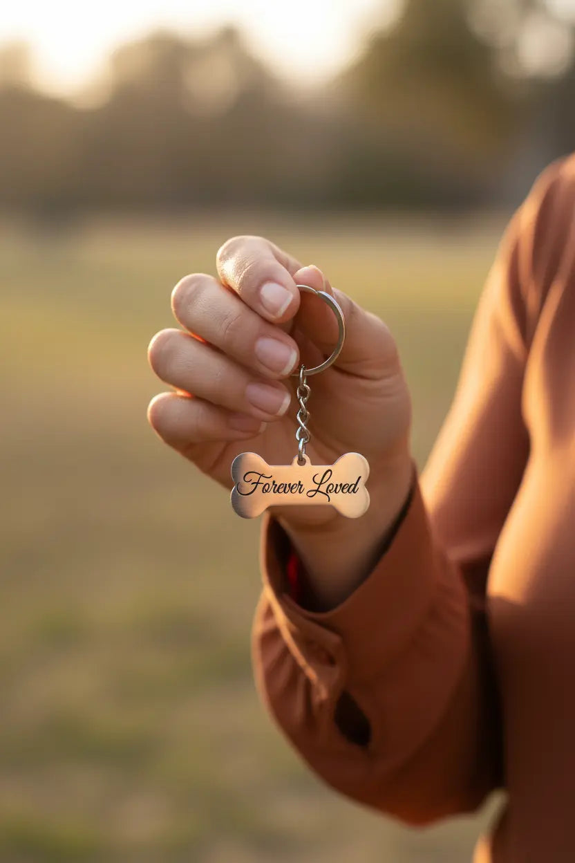Custom Engraved Keychain | Personalized Pet Name Dog Cat Shape | 18K Gold Silver Rose Gold | XN Jewelry