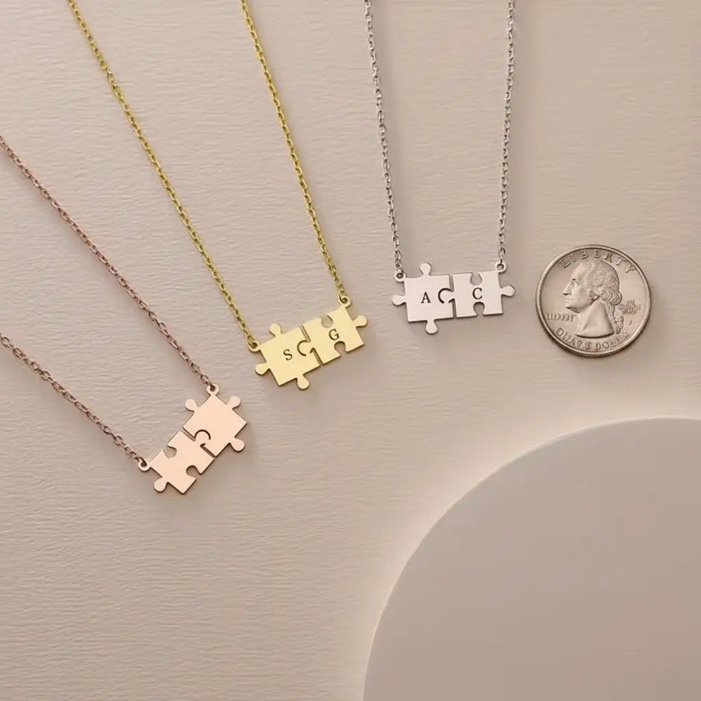 Custom Puzzle Piece Necklace – Personalized Initial Couples Necklace | XN Jewelry