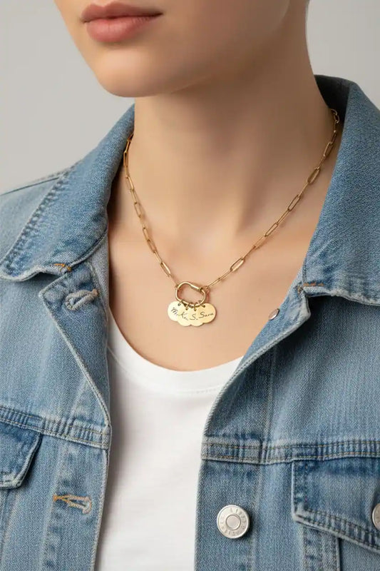 Custom Name Charm Necklace | Personalized Engraved Coin Pendant | 316L Titanium Steel