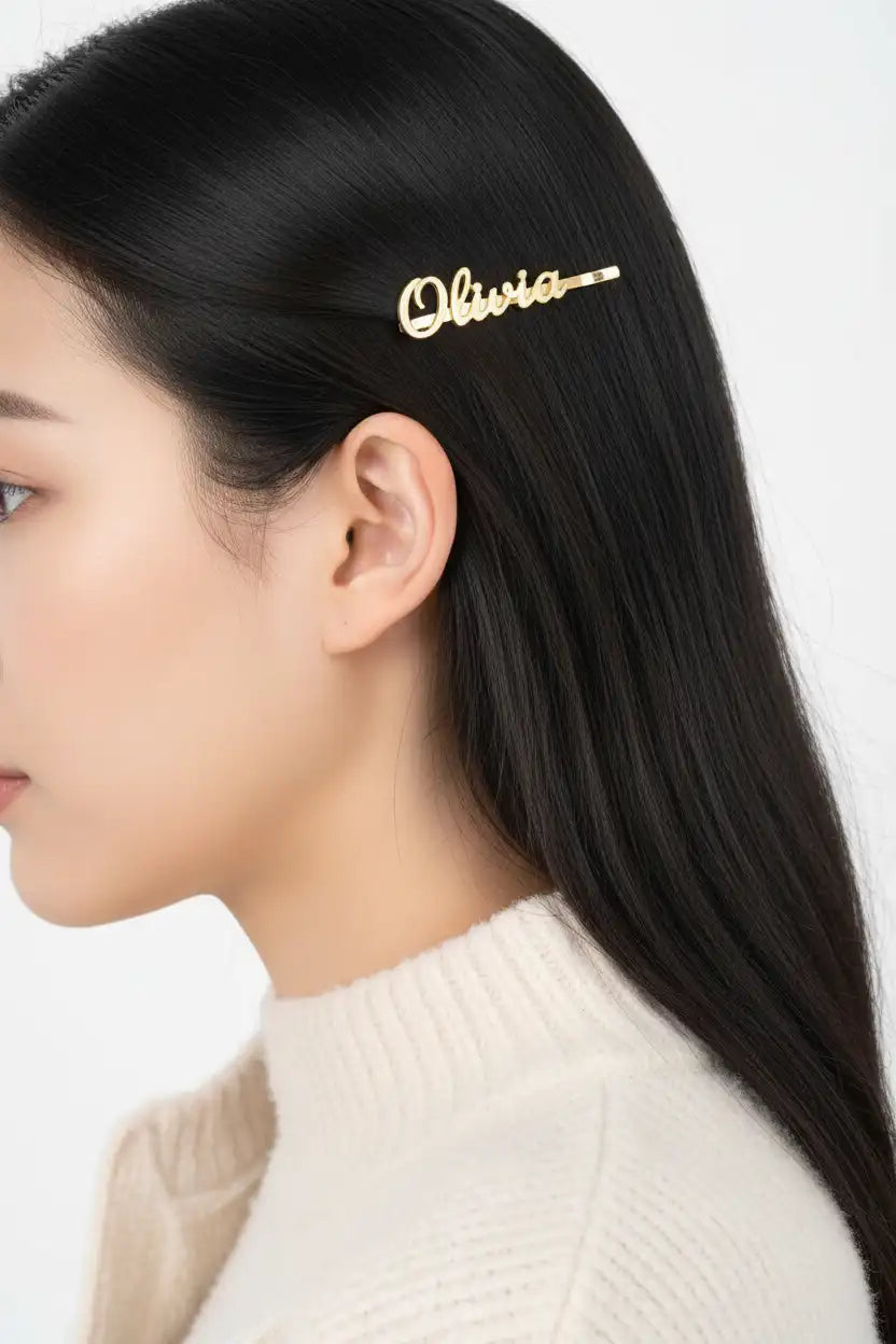 Custom Name Hair Clip | Personalized Engraved Bobby Pin Barrette | 316L Titanium Steel