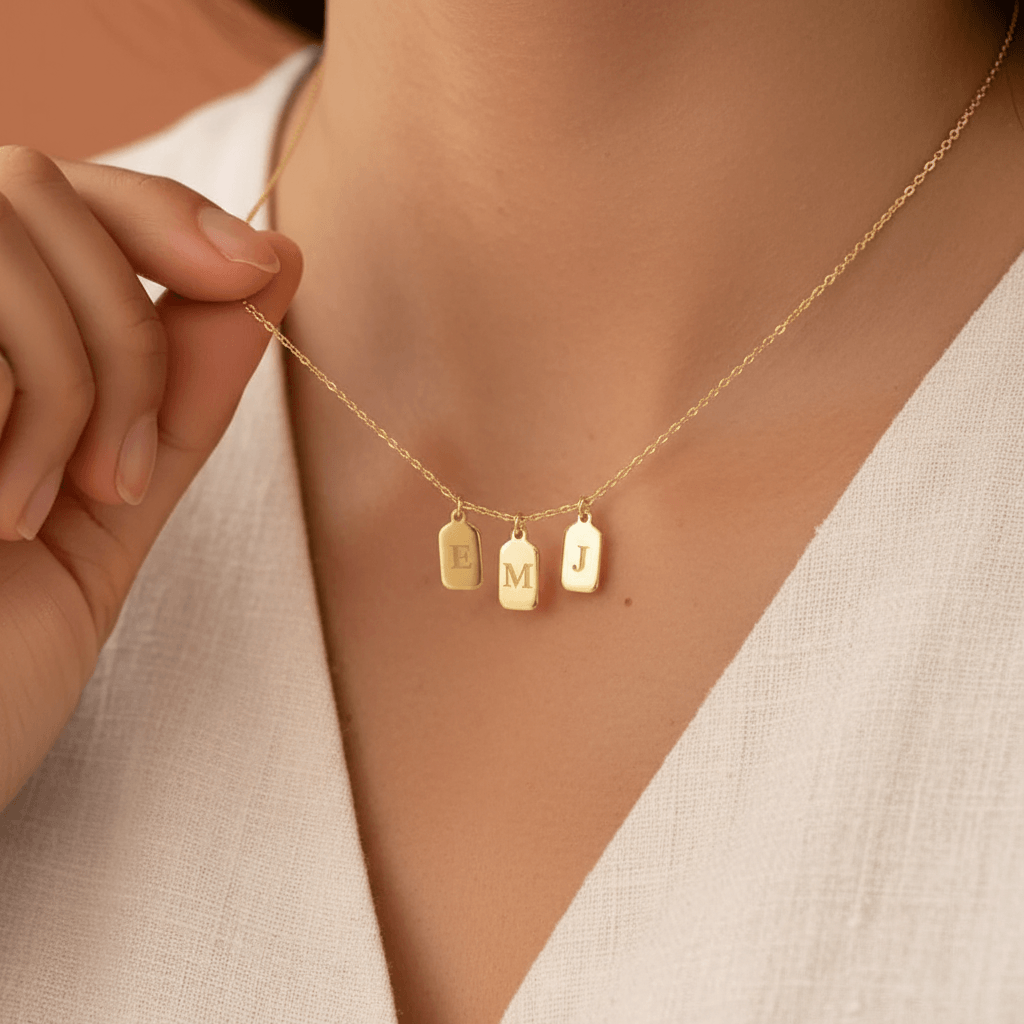 Custom Initial Tag Necklace – Personalized Titanium Steel Charm Necklace