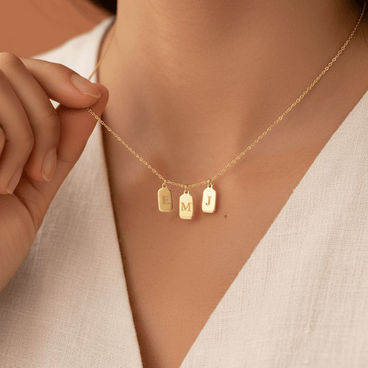 Custom Initial Tag Necklace – Personalized Titanium Steel Charm Necklace