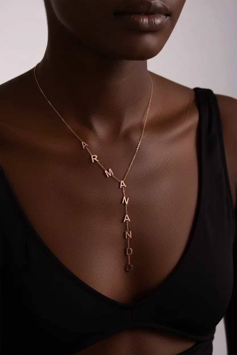 Custom Letter Lariat Necklace | 3-12 Letters | Personalized Name Jewelry – XN Jewelry