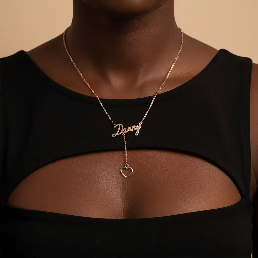 Custom Name Necklace with Heart | Personalized Script Name Lariat | Gift for Her – XN Jewelry