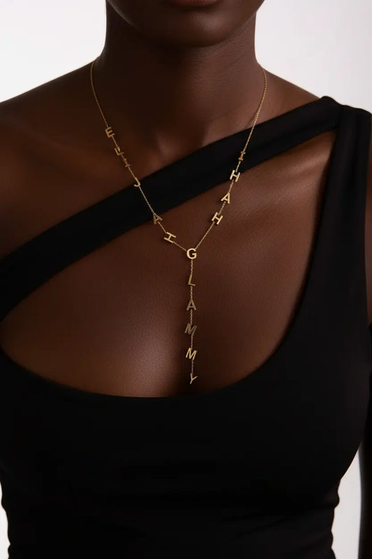 Custom Letter Lariat Necklace | 3-12 Letters | Personalized Name Jewelry – XN Jewelry
