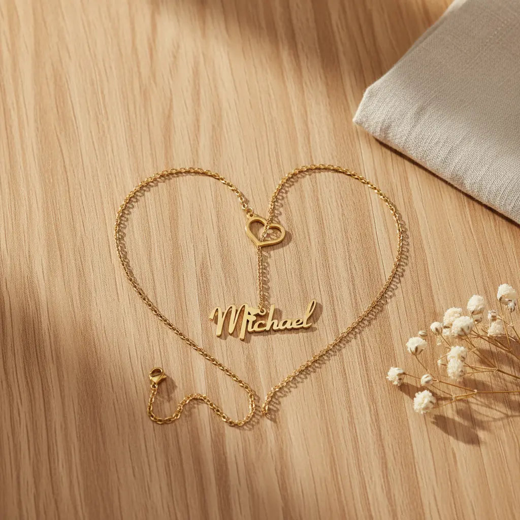 Custom Name Necklace with Heart | Personalized Script Name Lariat | Gift for Her – XN Jewelry