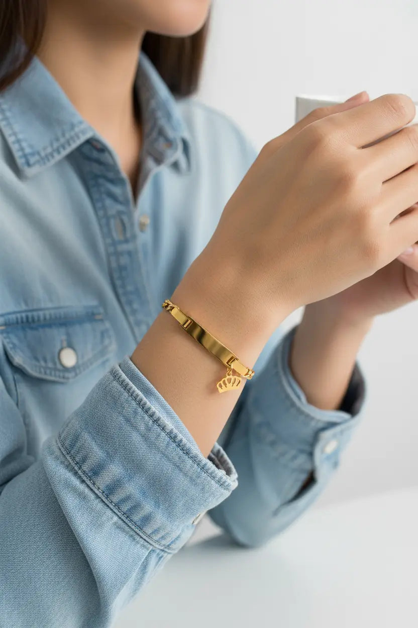 Custom Engraved ID Bracelet | Personalized Name Bar | Titanium Steel | 18K Gold & Silver | XN Jewelry