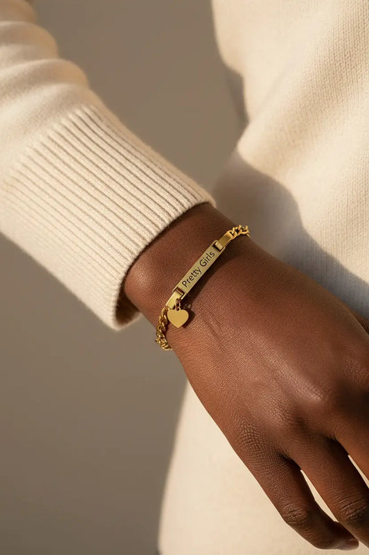 Custom Engraved ID Bracelet | Personalized Name Bar | Titanium Steel | 18K Gold & Silver | XN Jewelry