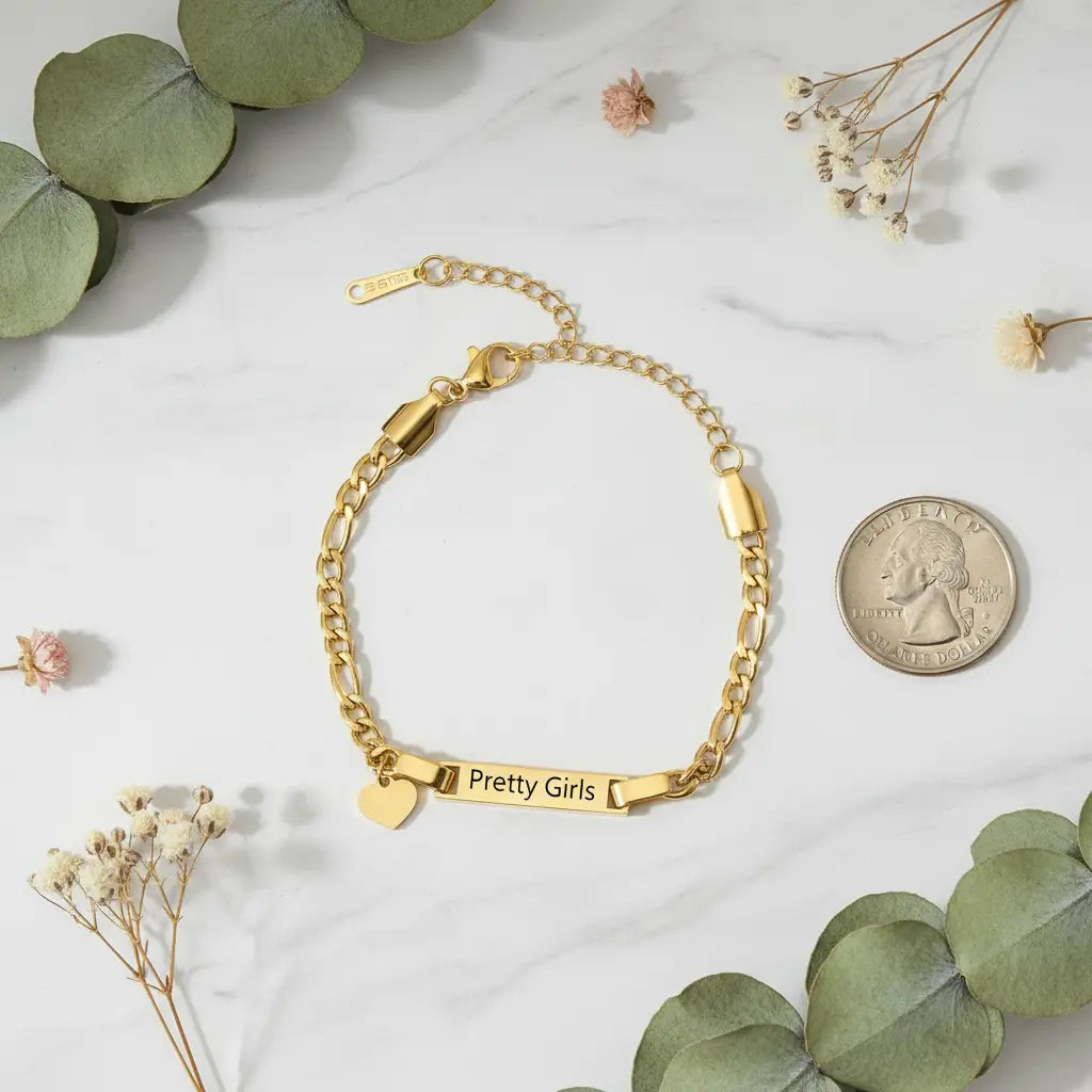 Custom Engraved ID Bracelet | Personalized Name Bar | Titanium Steel | 18K Gold & Silver | XN Jewelry