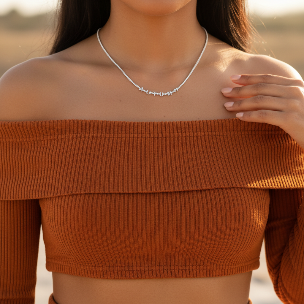 Latina AUTUMN crystal letter necklace orange top
