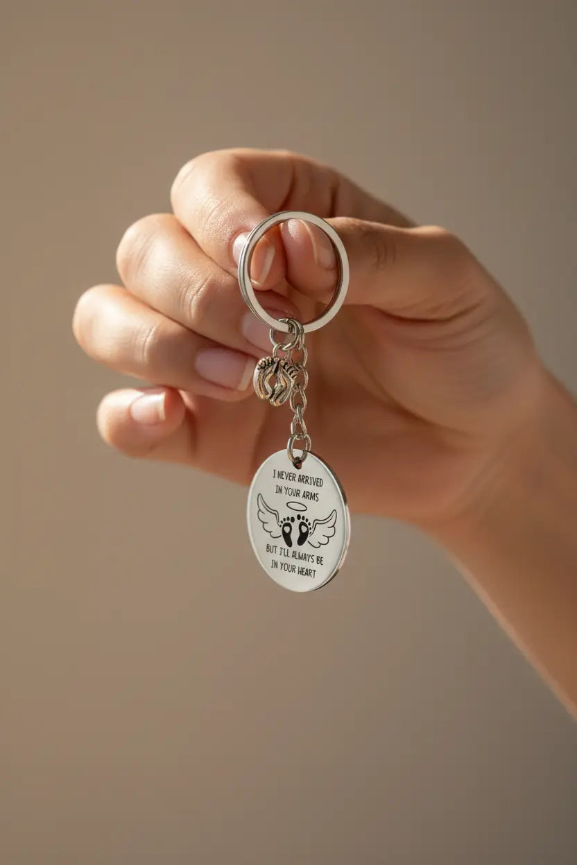 Angel Baby Footprint Memorial Keychain | Infant Loss Gift | Custom Sympathy Keychain | Titanium Steel | Miscarriage Remembrance Gift for Mom, Dad, Family