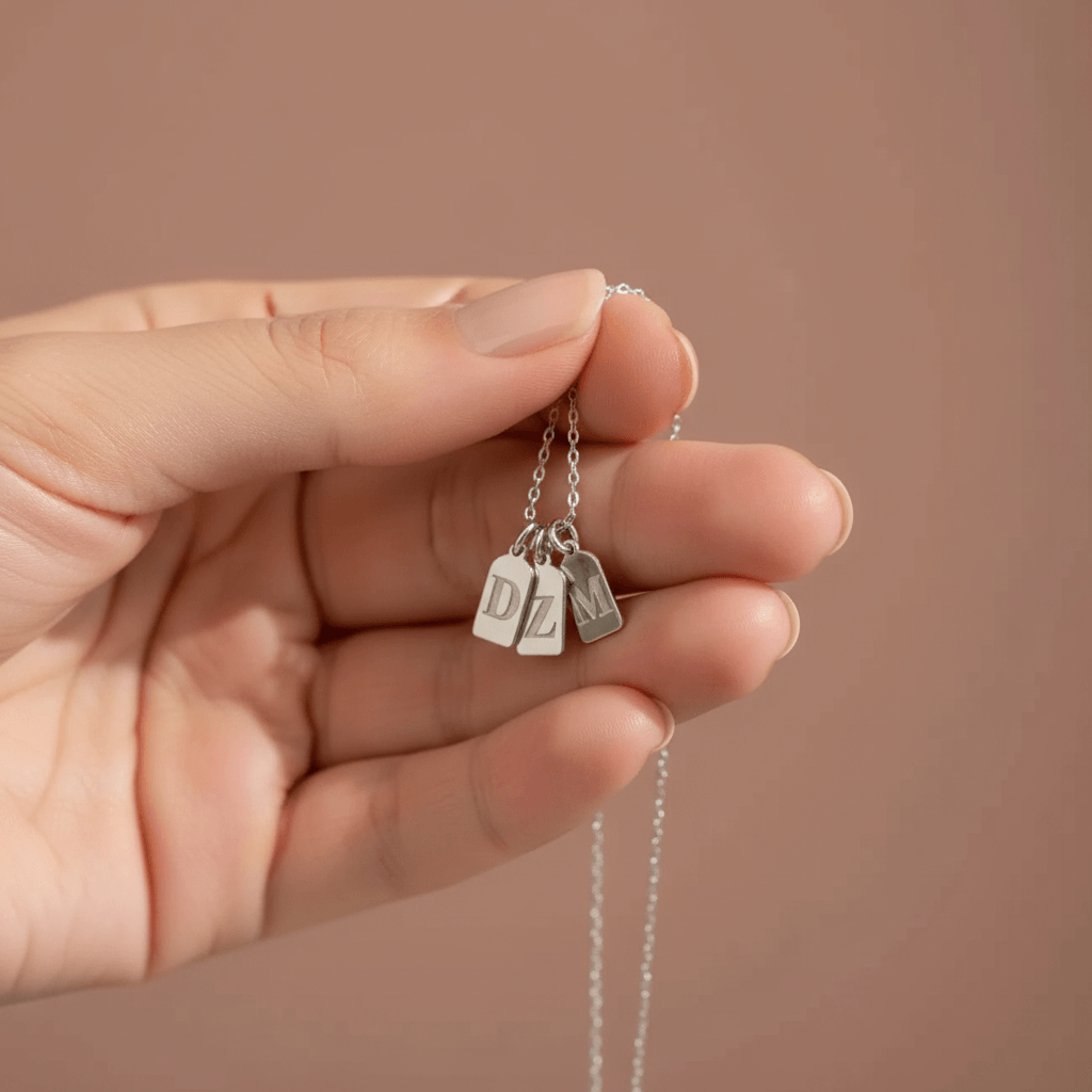 Custom Initial Tag Necklace – Personalized Titanium Steel Charm Necklace