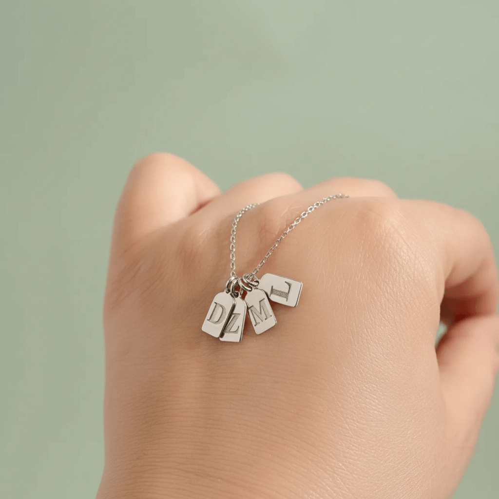 Custom Initial Tag Necklace – Personalized Titanium Steel Charm Necklace