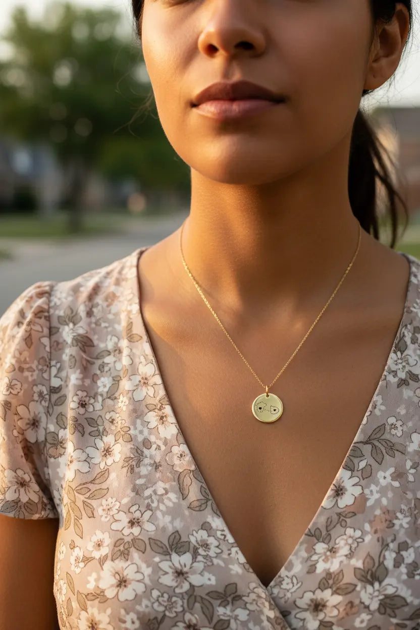 Custom Two Country Map Necklace | Personalized Long Distance Disc Pendant – XN Jewelry