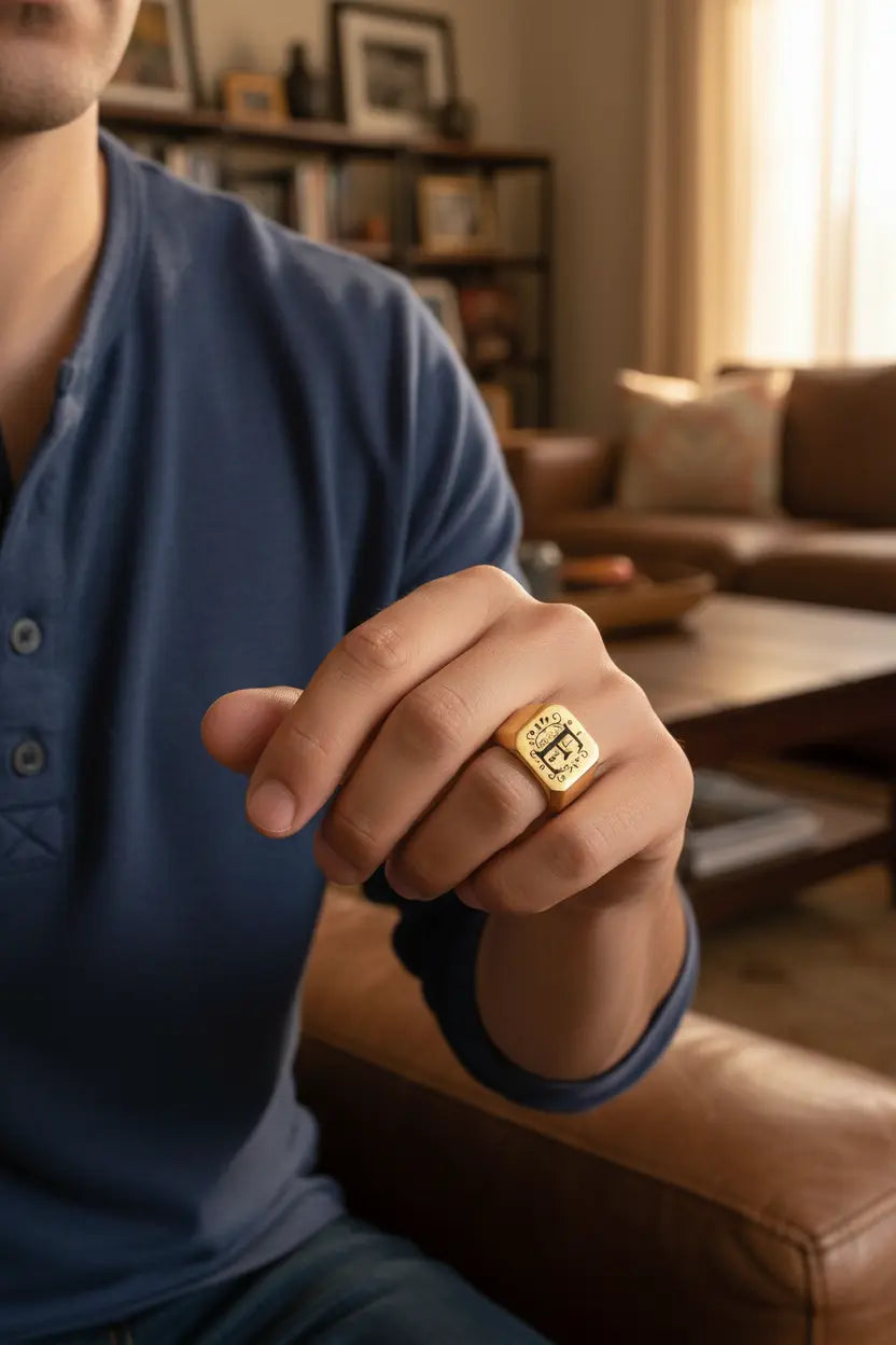 Custom Initial Signet Ring | Personalized Letter Engraved Ring for Men – Gold & Silver – XN Jewelry