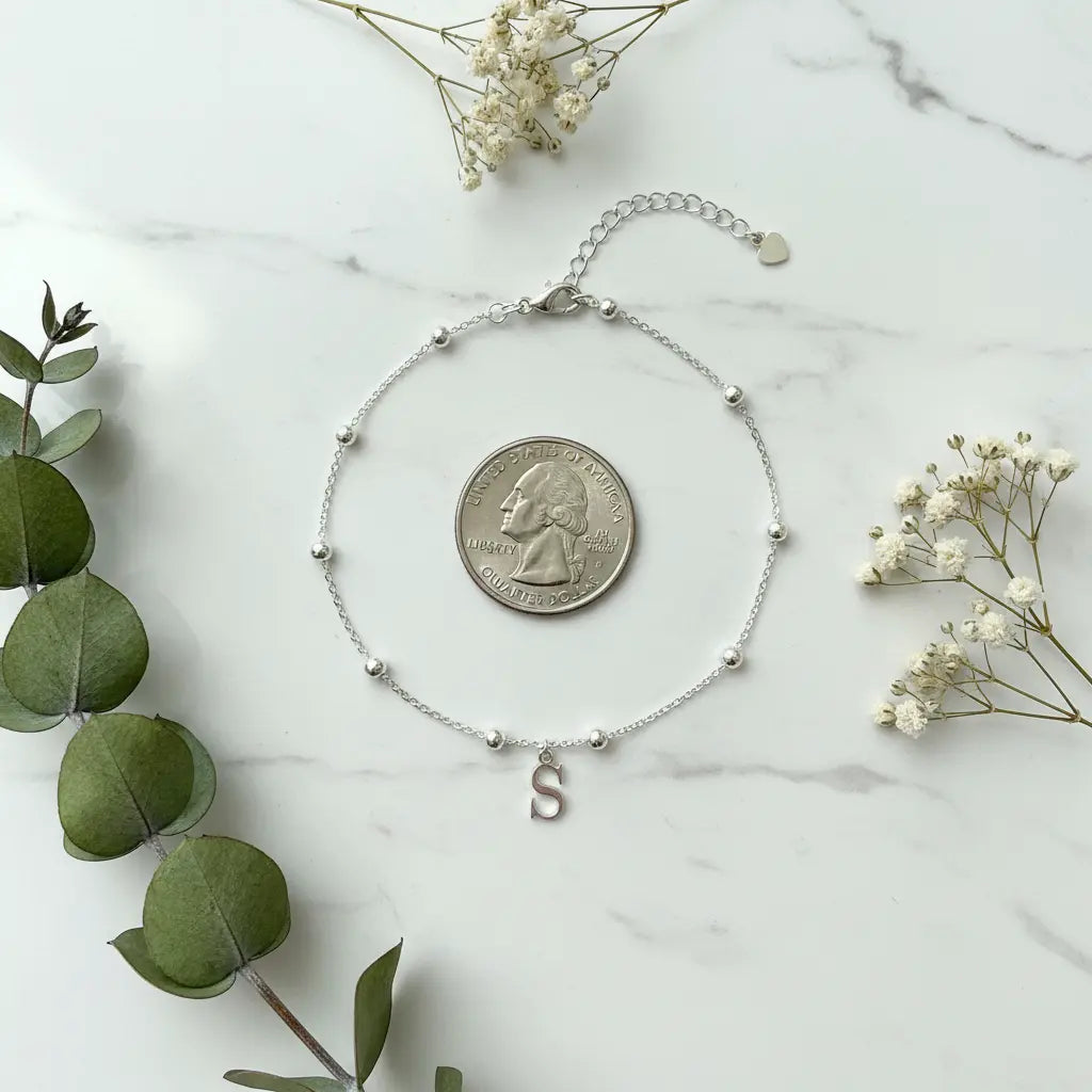 Custom Initial Letter Bracelet | Personalized Satellite Chain | 18K Gold Silver Rose Gold | XN Jewelry