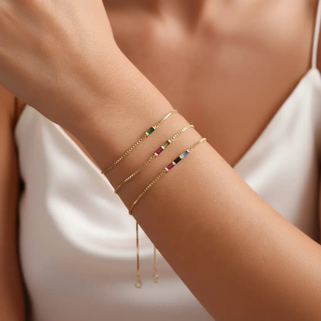 Custom Birthstone Bracelet | 1-5 Stones | Personalized Gift for Her – XN Jewelry