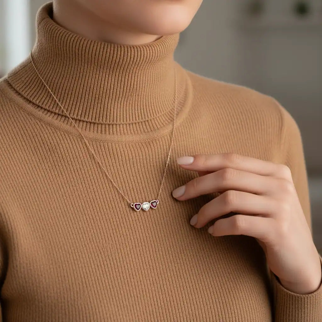 Custom Birthstone Heart Necklace | 1-3 Stones | Personalized Family Gift for Her – XN Jewelry
